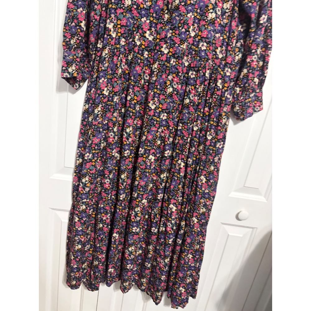 Natural Life Floral Shirt Dress Boho Multi-Color Pockets Medium Cottagecore - Picture 6 of 8